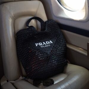 NWT Prada Raffia Bag - Black